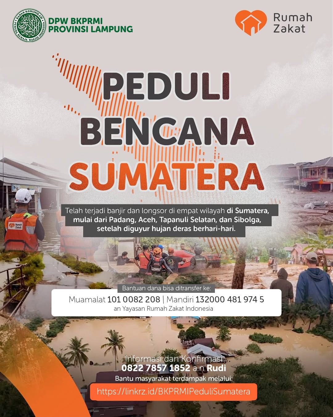 Lampung Turun Tangan! BKPRMI dan Rumah Zakat Salurkan Kepedulian untuk Sumatera