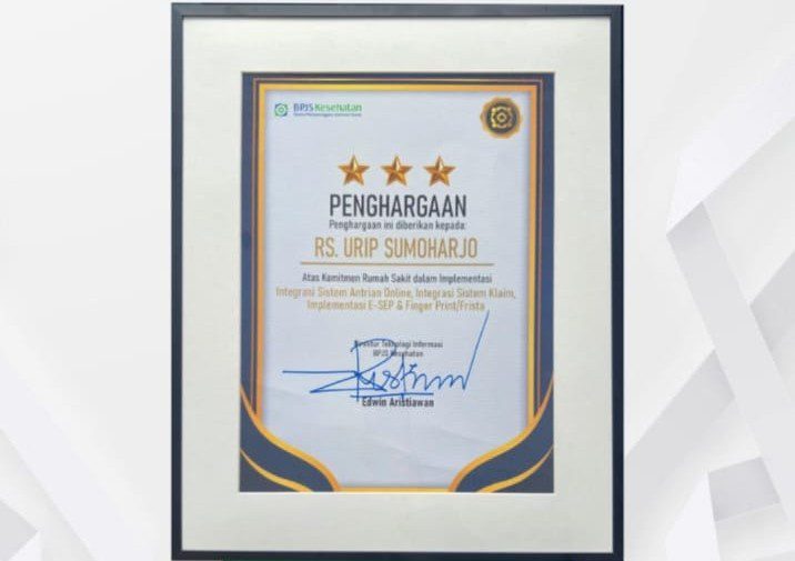 RS Urip Sumoharjo Raih Penghargaan BPJS Kesehatan atas Transformasi Layanan Digital