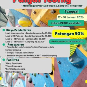 FPTI Bandar Lampung Gelar Latpres 2 Panjat Tebing, Siapkan Atlet Menuju Porprov 2026