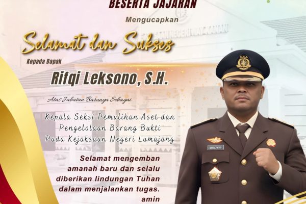 Rifki Leksono Resmi Jabat Kasi Pemulihan Aset Kejari Lumajang, Johan Beri Dukungan