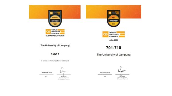 Unila Perkuat Reputasi Akademik Lewat QS World University Rankings 2026