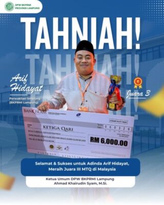 Arif Hidayat Harumkan Lampung, Raih Juara III MTQ Internasional di Malaysia