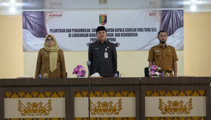 51 Kepala Sekolah SMA/SMK/SLB di Lampung Dilantik, Disdikbud Targetkan Pemerataan Kualitas Pendidikan