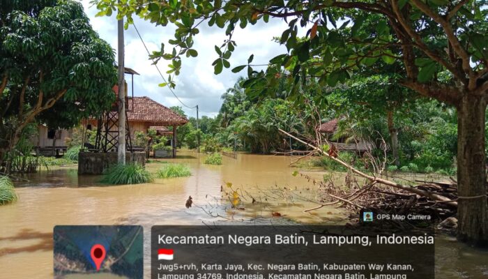 Hujan Deras Picu Banjir di Way Kanan, Puluhan Rumah Terendam