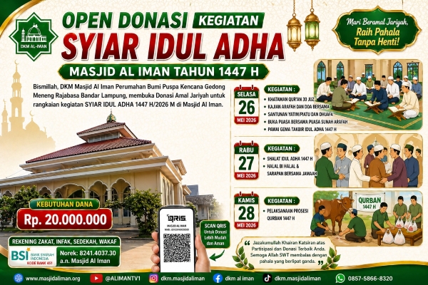 Sambut Idul Adha 1447 H, Masjid Al Iman Gedong Meneng Ajak Masyarakat Berinfaq