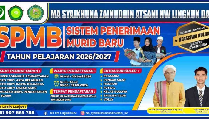 Santri Bisa Kuliah Gratis, MA Syaikhuna Zainuddin Atsani NW Lingkuk Dane Hadirkan Program Beasiswa Unggulan