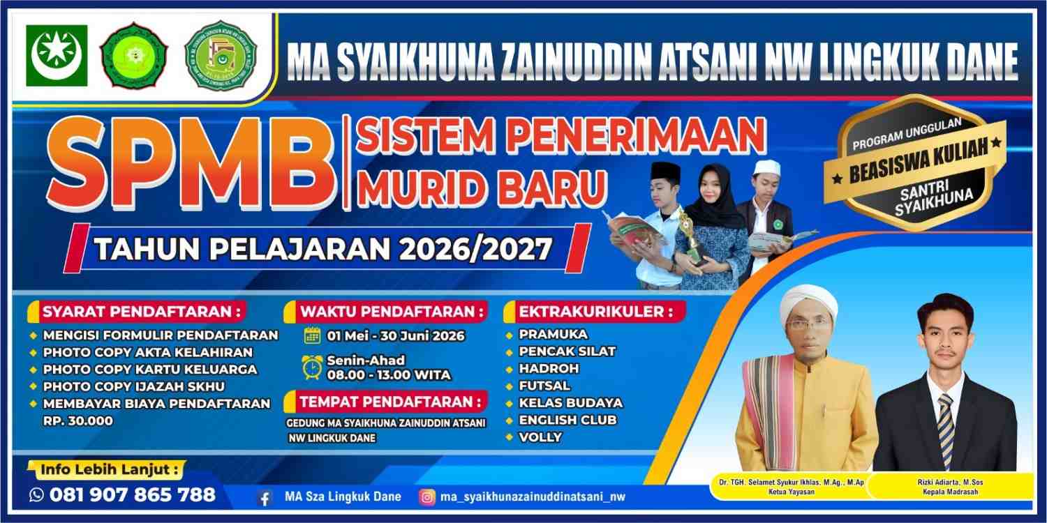 Santri Bisa Kuliah Gratis, MA Syaikhuna Zainuddin Atsani NW Lingkuk Dane Hadirkan Program Beasiswa Unggulan