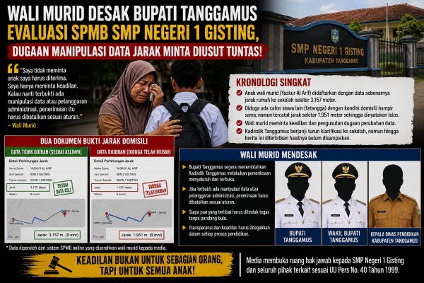 Tuntut Keadilan SPMB SMPN 1 Gisting, Wali Murid: Jangan Sampai Anak yang Jujur Jadi Korban